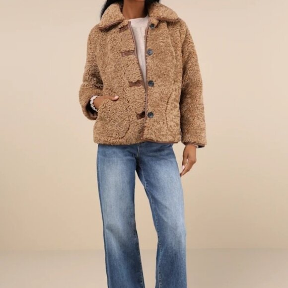 NWT Cuddly Cute Brown Teddy Coat Avec Les Filles Camel Brown S